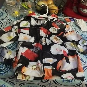 Zip up hoodie, sweater, jacket, sushi print